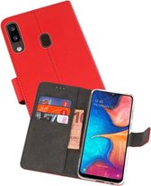 Booktype Telefoonhoesjes - Bookcase Hoesje - Wallet Case - Geschikt voor Samsung Galaxy A20 - Rood