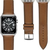 Italiaans leder Top kwaliteit Apple watch horlogebandje Bruin (38mm)  zilveren adapter