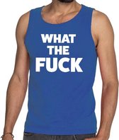 What the Fuck tekst tanktop / mouwloos shirt blauw heren - heren singlet What the Fuck L