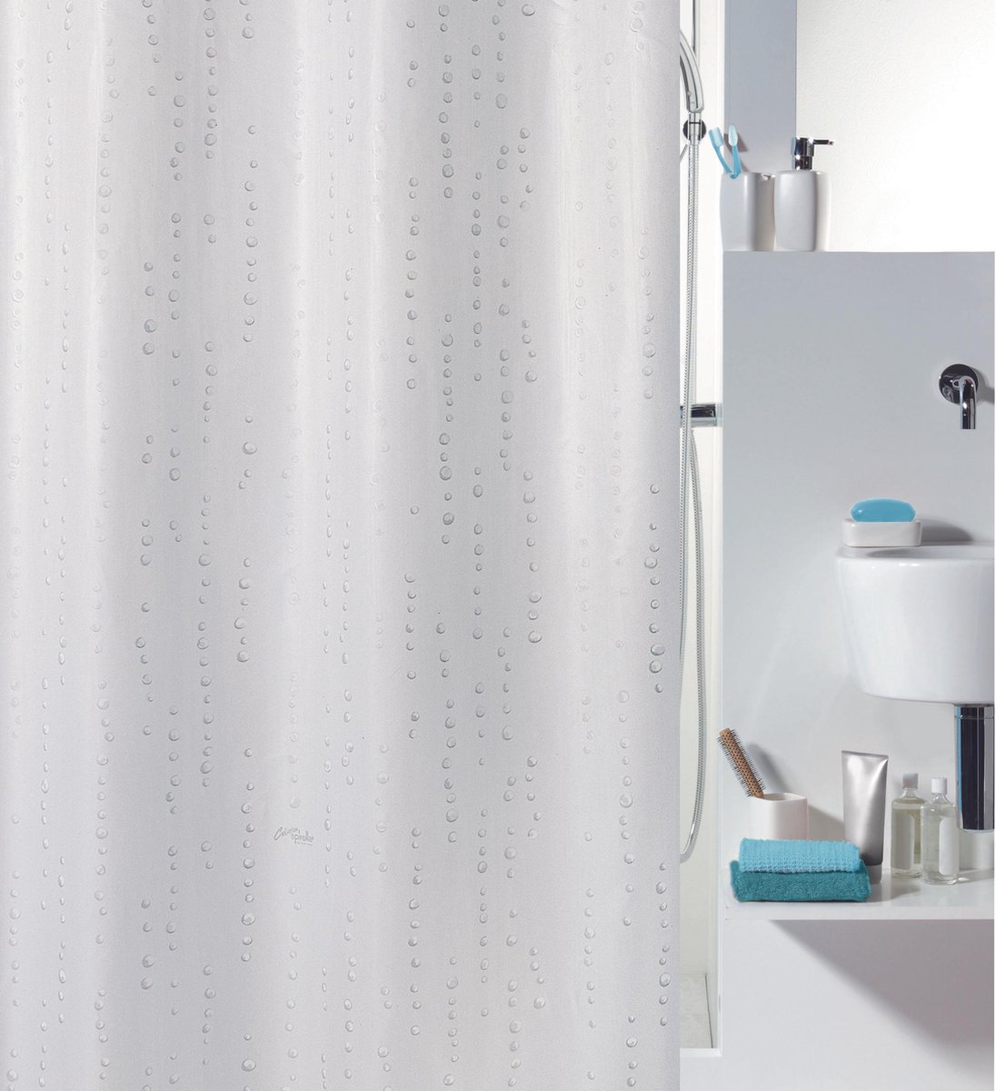 Spirella Douchegordijn Polyester – Anti-Schimmel Douchegordijn – Waterdicht Douchegordijn voor de Badkamer