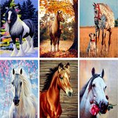 Diamond painting volwassenen, diamond painting pakket volledig, diamond painting kinderen, Paarden Zes in Een 50X50