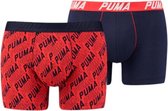 PUMA Infinity Logo Boxershort - 2-pack - Rood/Blauw - Maat M