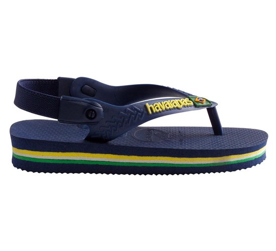 Havaianas Baby Brasil Logo Slippers - Maat 17/18 - Unisex - blauw/geel |