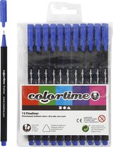Colortime Fineliner lijndikte: 0 6-0 7 mm donkerblauw 12stuks