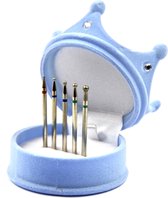 Set 11 / Russische manicure set zilver / nail drill / frees bit / kroon blauw