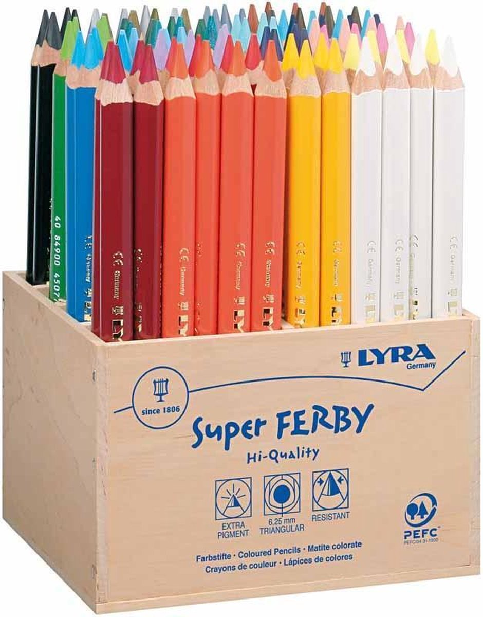 Super Ferby 1 Kleurpotloden l: 18 cm vulling: 6 25 mm diverse kleuren 96stuks