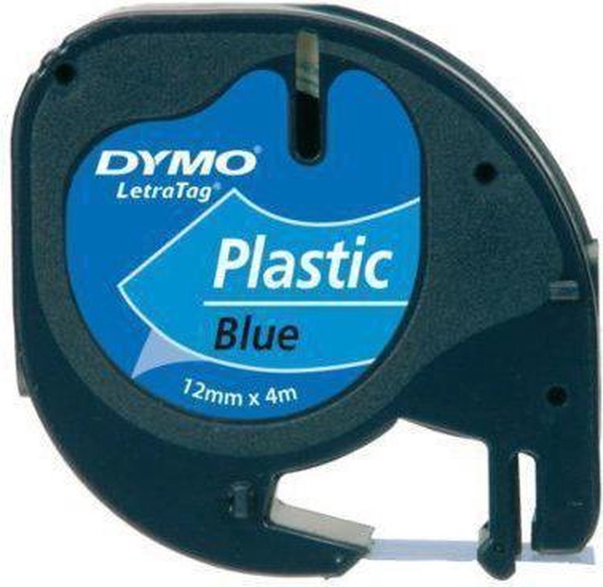 Dymo Lettertape Plastic - Zwart/Blauw - 12 mm x 4m - Tape