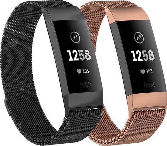 Adge® Milanese bandjes - Fitbit Charge 3 - 2-pack - Small | bol.com