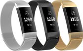 Adge® Milanese bandjes - Fitbit Charge 3 - 3-pack - Small