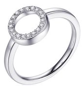 Schitterende Zilveren Ring Rond Design met Swarovski ® Zirkonia's17.75 mm. (maat 56) model 149