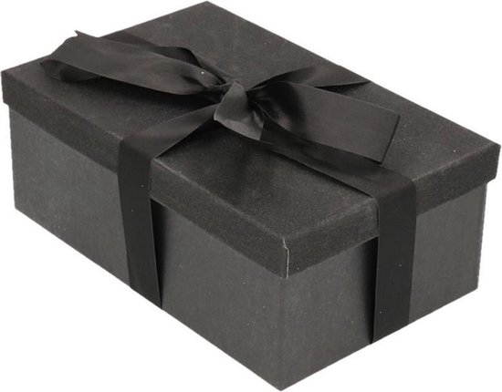 Zwart glitter cadeaudoosje 17 cm rechthoekig met zwart lint -  cadeauverpakking / kado... | bol.com