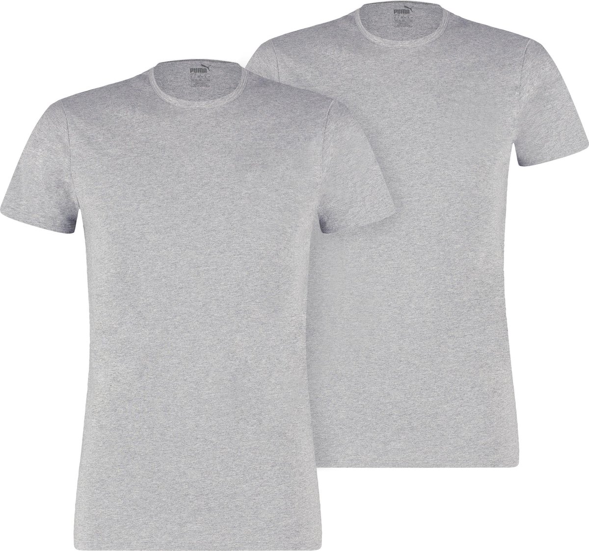 Set van 2 Puma Basic Crew T-shirts Heren herenondershirt met ronde hals Grijs