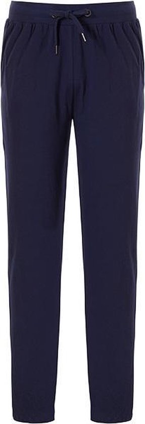 Effenvormige marineblauwe pyjamabroek met trekkoord.