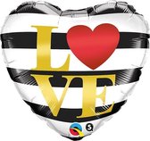 Qualatex - Folieballon Love Zwart Wit Hartvorm