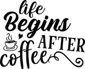 Muurtekst muursticker Life begins after coffee