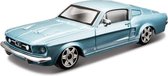 Maquette voiture Ford Mustang GT 1964 bleu clair métallisé 10 cm échelle 1:43 - maquette voiture miniature