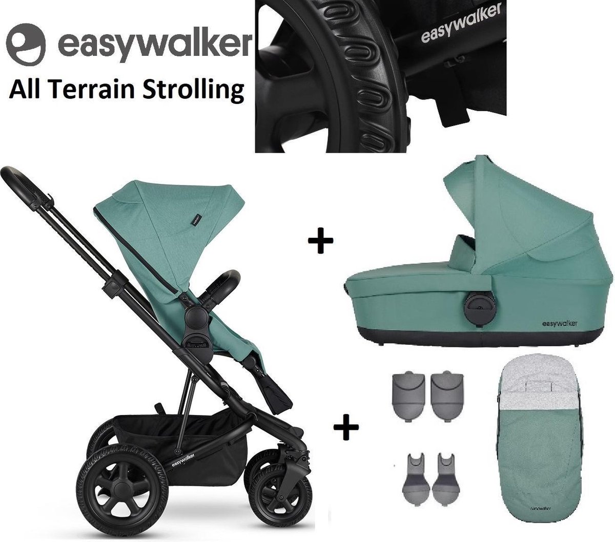 Easywalker All Terrain Kinderwagen + + Voetenzak + Autostoel-adapter... bol.com