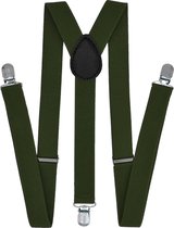 Fako Fashion® - Heren Bretels - Dames Bretels - Effen - 100cm - Army Groen