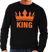 King en oranje kroon sweater zwart voor heren - Koningsdag kleding L