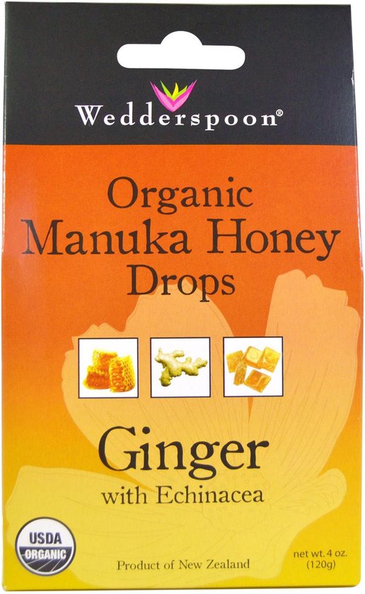 Organic Manuka Honey Drops Ginger with Echinacea (120 gram
