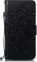Bloemen Book Case - Samsung Galaxy A20e Hoesje - Zwart