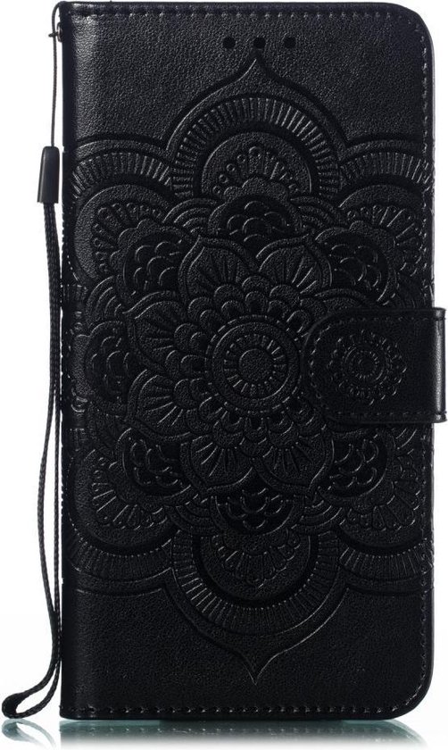 Mandala Bloemen Book Case - Geschikt voor Samsung Galaxy A20e Hoesje - Zwart
