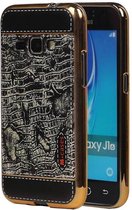 M-Cases Croco Design TPU Hoesje voor Galaxy J1 2016 Zwart