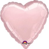 Standard Metallic Pearl Pastel Pink Foil Balloon Heart S15 packed 43cm