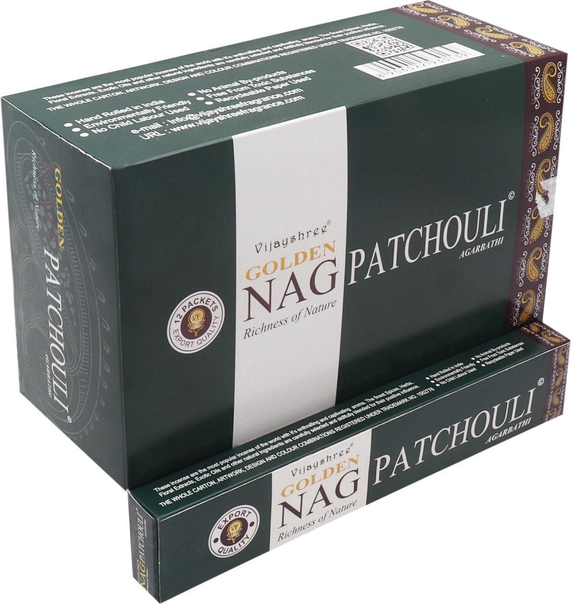 12 pakjes Golden Nag Patchouli wierookstokjes (12 pakjes x 15g)