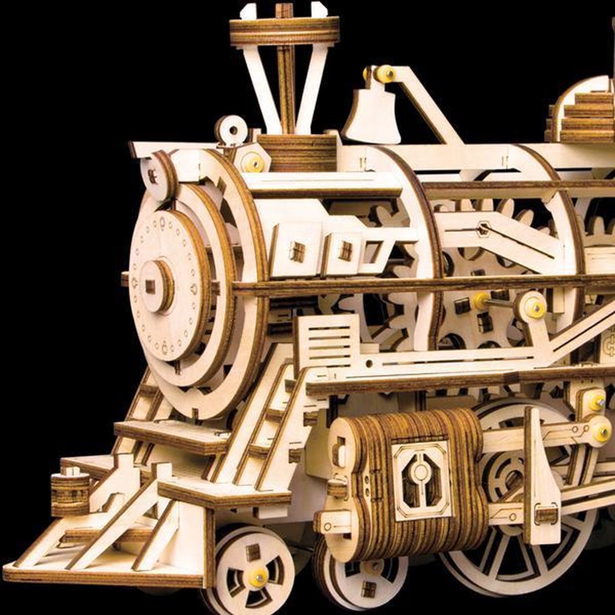 Robotime modelbouwpakket Locomotief hout 370mmx185mmx120mm - Naturel kleur — afbeelding 24