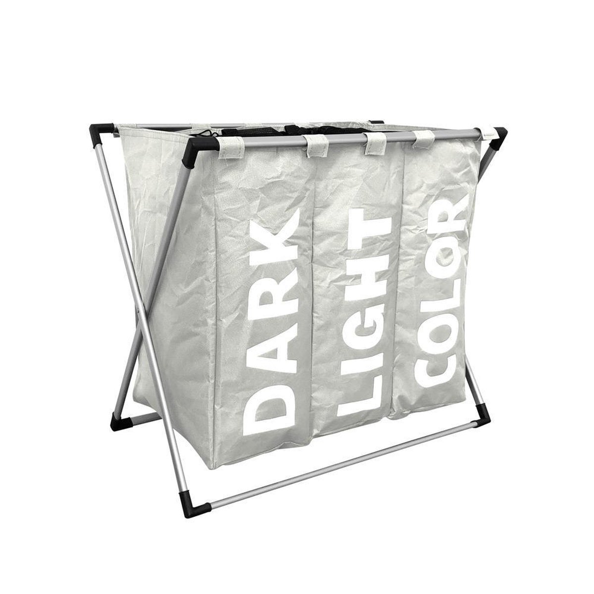 Goedkoopste Wasmand met 3 vakken - wassorteerder - opvouwbaar en afneembaar frame - 90 L - Wit