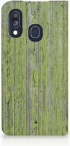 Geschikt voor Samsung Galaxy A40 Book Wallet Case Green Wood