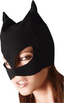 Bad Kitty – Fluwelen Wilde Kat Hoofd Masker met Puntige Oren en Open Mond – Zwart