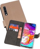 Booktype Telefoonhoesjes - Bookcase Hoesje - Wallet Case -  Geschikt voor Samsung Galaxy A70 - Goud
