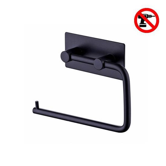 Zelfklevende Wc Rol Houder Mat Zwart Toiletrolhouder Zonder