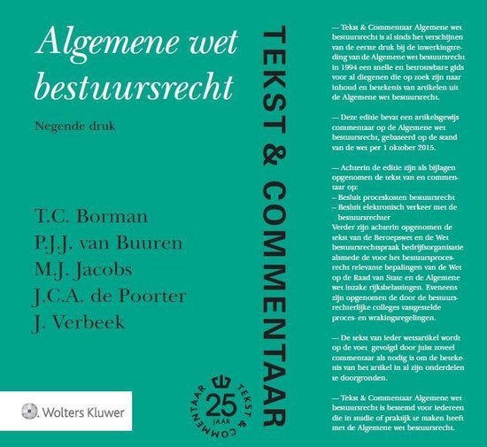Tekst & Commentaar Algemene Wet Bestuursrecht - cover