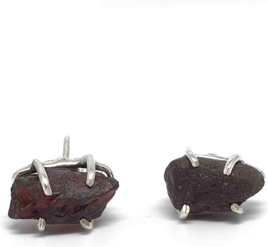Natuursieraad -  925 sterling zilver rood granaat oorknoppen - Oorbellen Set - 1 Set (2 stuks) - luxe edelsteen sieraad - handgemaakt