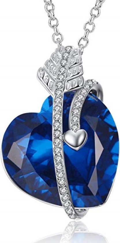 Blauwe Hart Vorm Swarovski® Elements Kristal "Hart van de Oceaan" Zilver  Blauwe Hanger... | bol.com