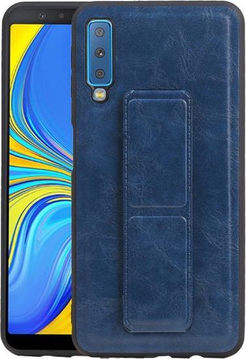 Grip Stand Hardcase Backcover voor Samsung Galaxy A7 (2018) Blauw