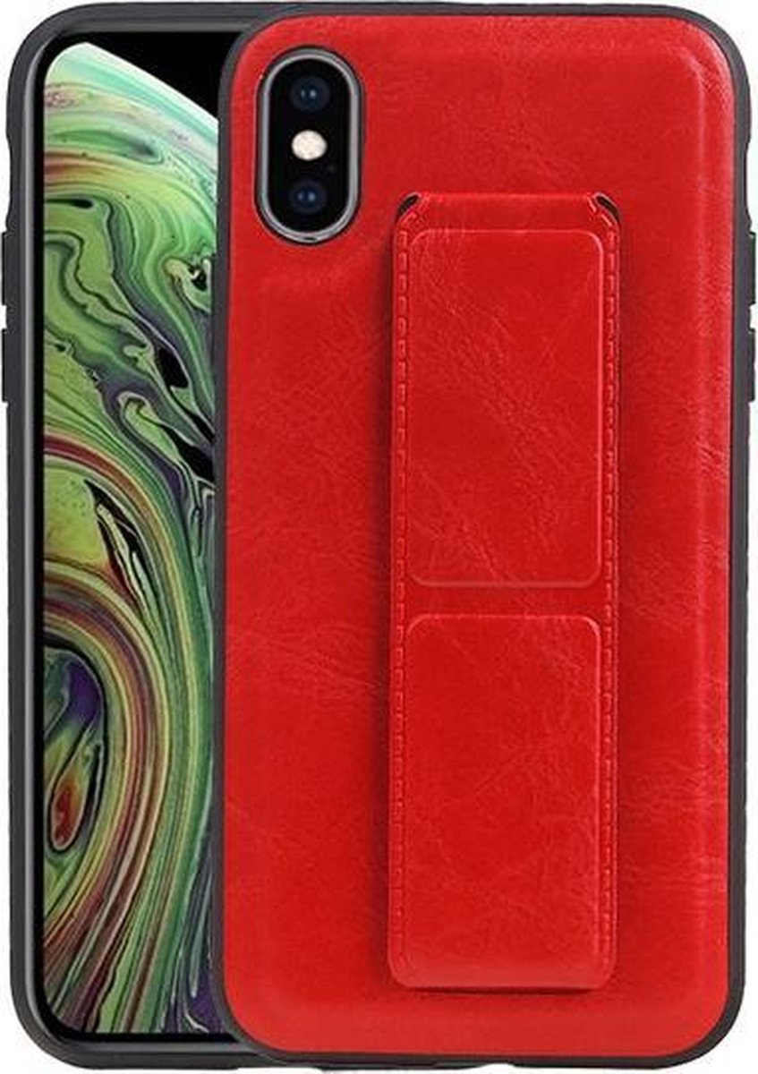 Grip Stand Hardcase Backcover voor iPhone XS / X Rood