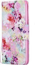 Shop4 - Samsung Galaxy A50 Hoesje - Wallet Case Kleurrijke Bloemen