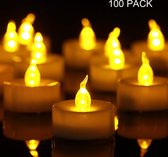 LED theelichten kaarsen 100-stuks | vlamloze veilige candle lights | led kaars | led-kaarsen | [batterijen meegeleverd] | candlelights verlichting | decoratieve waxine lichten kaarsjes