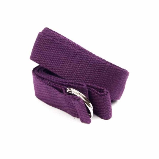 Yoga riem D-ring paars katoen - 250x3 cm van Merkloos — afbeelding 2