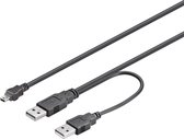 USB Mini B naar 2x USB-A Y-kabel - USB2.0 - tot 1A / zwart - 3 meter