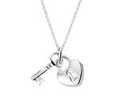 Robimex Collection Ketting  Hart En Sleutel 1,1 mm 41 + 4 cm - Zilver