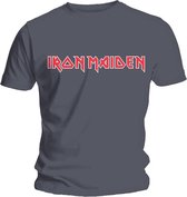 Iron Maiden - Classic Logo Heren T-shirt - XL - Grijs