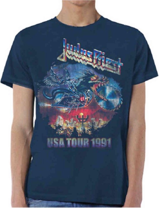 Judas Priest - Painkiller US Tour 91 Heren T-shirt - XL - Blauw