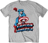 Heren Tshirt -S- Simple Captain America Grijs