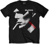 David Bowie Heren Tshirt -L- X Smoke Red Zwart