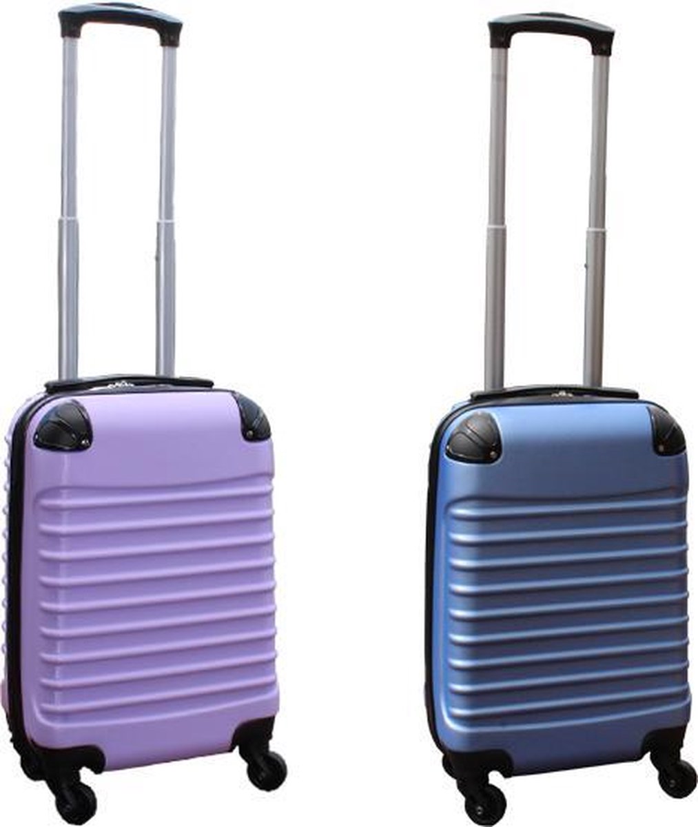 Travelerz kofferset 2 delig ABS handbagage koffers - met cijferslot - 27 liter - lila - licht blauw